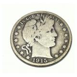 1915-D Barber half dollar