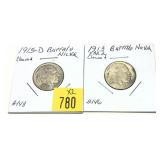 x2- Buffalo nickels, cleaned -x2 nickels -Sold by