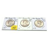 x3- Half dollars, 90% silver -x3 half dollars