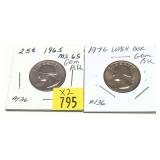 x2- Unc. Washington quarters -x2 quarters -Sold