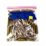 Bag of .22-250 brass marked 70 pcs.