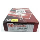 Box of .338 WIN. Mag. Interbond Hornady