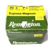 Box Remington 20 Ga. 3" shot shells, 25 Rds.