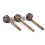 Lot: 3 African handmade woven rattan maracas/