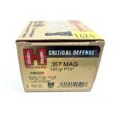 Box of .357 Mag. 125-grain FTX Hornady critical