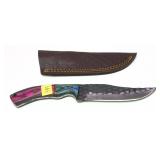 Custom Knife with embossed leather sheath,