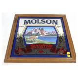 Molson Beer framed mirror, 19" x 21"