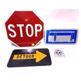 Lot, 4 assorted signs includes Stop sign and