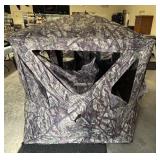Camo pop-up blind with camo canvas case
