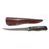 Filet knife with leather sheath