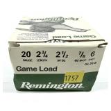 Box of 20 Ga. No. 6 Remington game loads, 25 Rds.