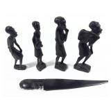 Lot: 4 African Tribal wooden carved figurines