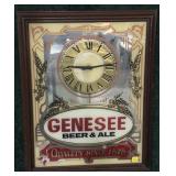 Genesee Beer framed mirror/clock,
