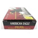 Box of .308 WIN. 150-grain FMJ BT American Eagle