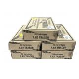 x5- Boxes of 7.62x51mm Tracer U.S. cartridges -
