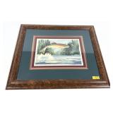 Framed fish print, frame size: 19" x 23 1/2"