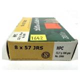 Box of 8x57 JRS 196-grain HS Sellier & Bellot