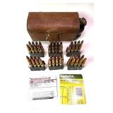 - Leather Cartridge case with 6- 30 Cal clips with