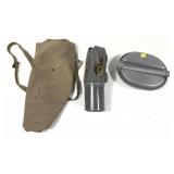 Lot: US MIA2 Child Gas Mask and uS 1965 Mess Kit