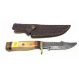Custom Damascus blade Knife with embossed