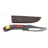Custom Knife with embossed leather sheath,