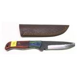 Custom Knife with embossed leather sheath,