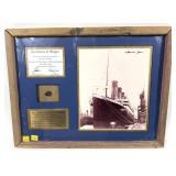 Framed RMS Titanic print with coal recorded from