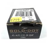 Box of .45 Auto 230-grain GDHP cartridges, 20 Rds.