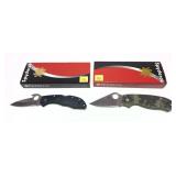 Lot: 2 Spyderco. Folding knives with boxes