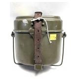 WWII-era mess kit with leather strap