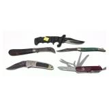 Lot: 5 assorted knives, includes Swiss Army