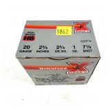 Box of 20 Ga. 2.75" 7 1/2 Winchester high brass