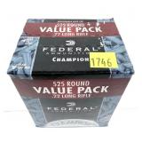 Box of .22 LR. HP Federal cartridges, 525 Rds.