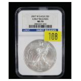 2007-W American Silver Eagle NGC slab certified