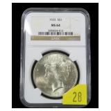 1923 Peace dollar NGC slab certified MS-64