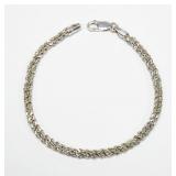 Sterling silver 7" fancy rope chain bracelet,