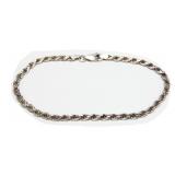 Sterling silver 8" rope chain bracelet, 7.4 grams