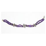 Sterling silver 7.25" double strand amethyst bead