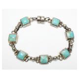 Mexican sterling silver 7.5" turquoise bracelet