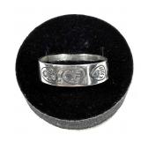 Sterling silver bear paw band ring, size 12,