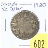 1920 Canadian half dollar