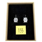Sterling silver round brilliant cut CZ lever back