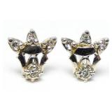 14K White gold diamond post earrings, posts only,