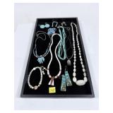 Lot, fashion jewelry with turquoise, coral and