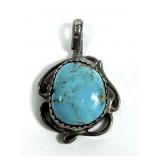 Sterling silver turquoise pendant, signed TT,