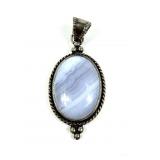 Sterling silver purple lace agate pendant,