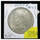 1934 Peace dollar, gem BU