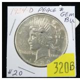 1934-D Peace dollar, gem BU