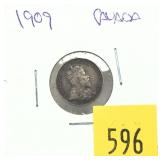 1909 Canadian 5 cents, silver