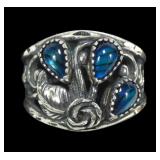 Sterling silver dentil set pear shape blue paua